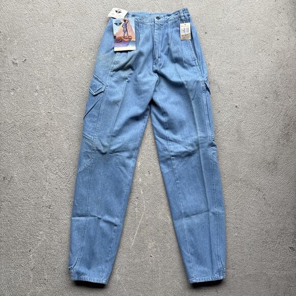Deadstock 80s Dockers Jeans Mens 28x32 Pleated Denim Levis Cargo Tapered Vintage - Picture 2 of 16